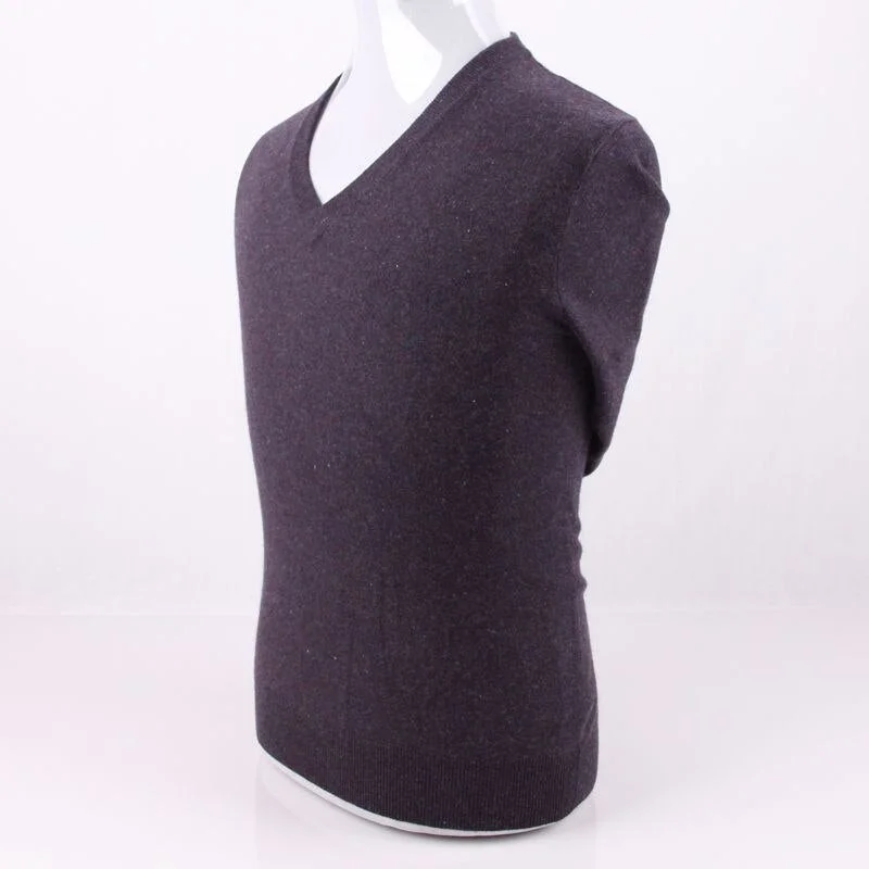 100%cashmere knit men basics pullover sweater Vneck solid color EU/S105-3XL130 retail wholesale