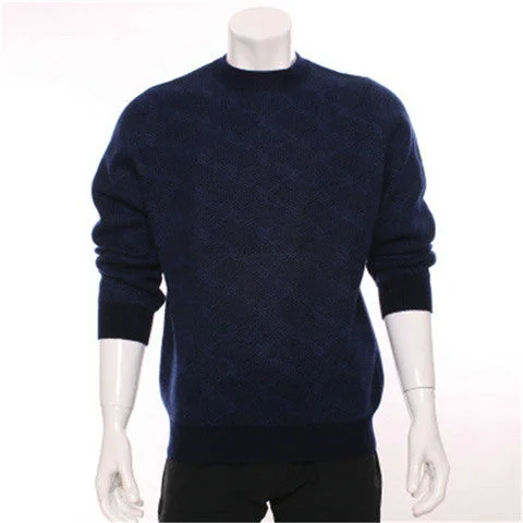 100%goat cashmere o-neck knit men fashion cross grain thick solid color pullover sweater H-straight S/2XL