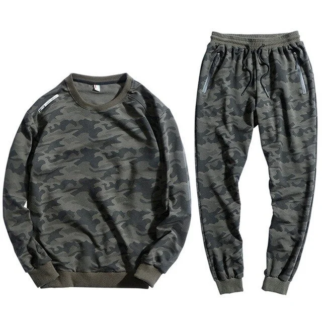 Autumn Men's Sweater Camouflage Sets 9XL 10XL Casual Plus Fertilizer 8XL Cotton Turtleneck Youth Jacket Tide Men's suit