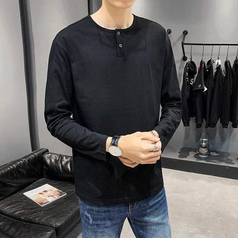 Autumn new round neck pullover long-sleeved T-shirt youth casual fashion cotton men's sweater 5378