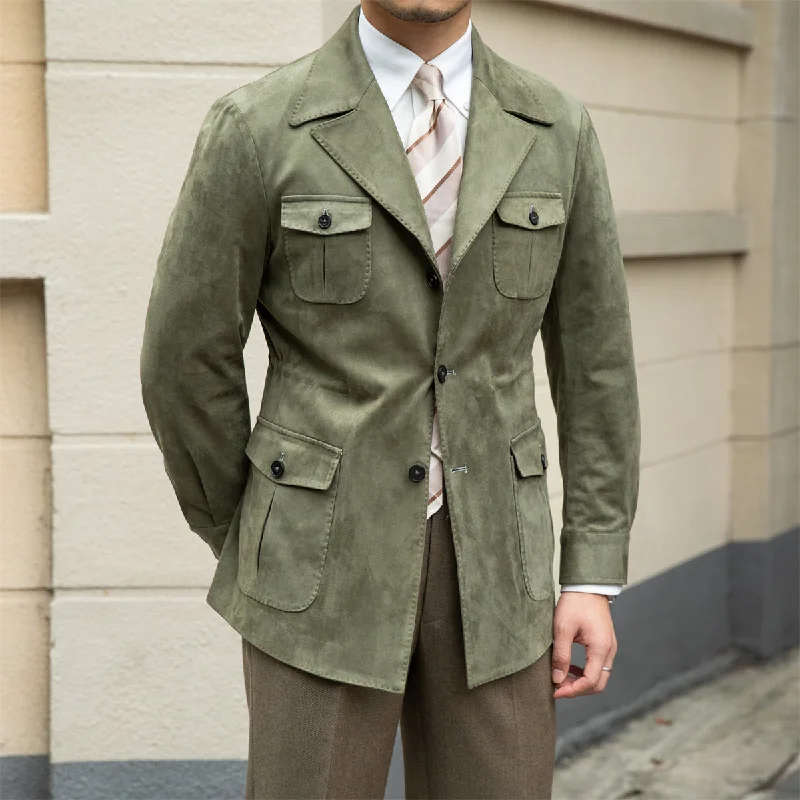 Faux Suede Milan Suit Collar Jacket