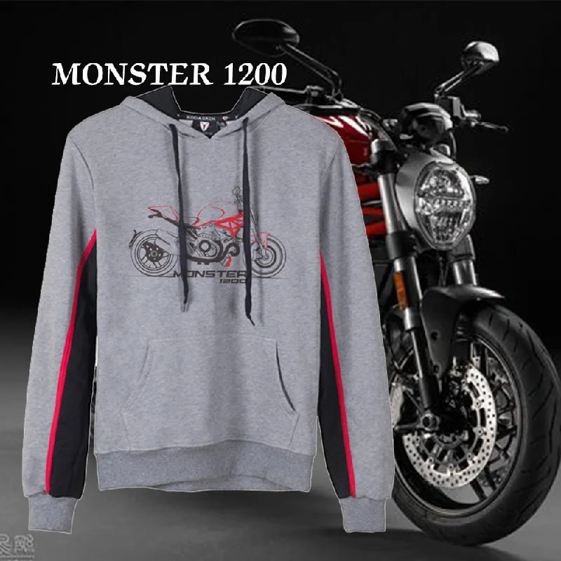 KODASKIN Men Cotton Round Neck Casual Printing Sweater Sweatershirt Hoodies for Monster 1200 Monster1200