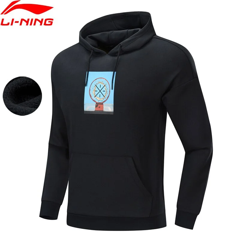 Li-Ning Men Wade Series Po Knit Hoodie Winter WARM SHELL Fleece 72% Cotton 28% Polyester LiNing Sports Sweater AWDP583 COND19