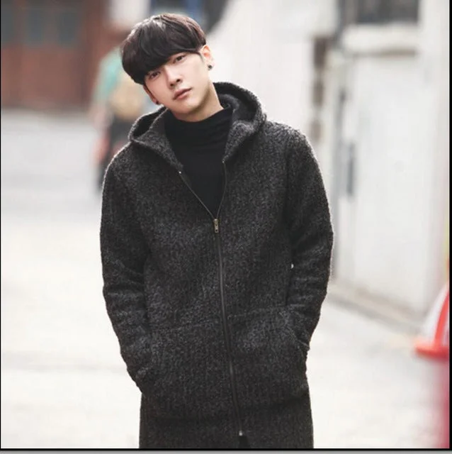 M-5XL Autumn and winter men cardigan sweater long outerwear plus size sweater male Hooded Sueter Knit Sweater Jersey Sudaderas