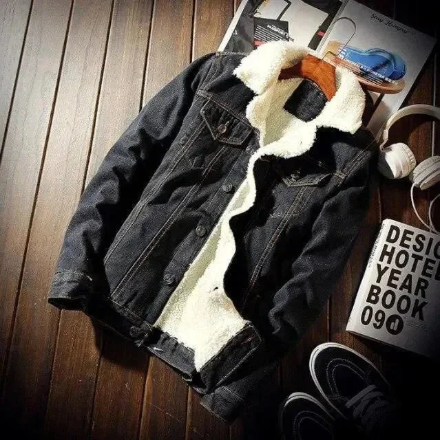 Men Warm Denim Jacket