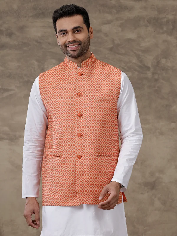 Mens Ethnic Jacket Orange