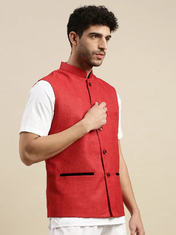 Mens Ethnic Jacket Red DB7