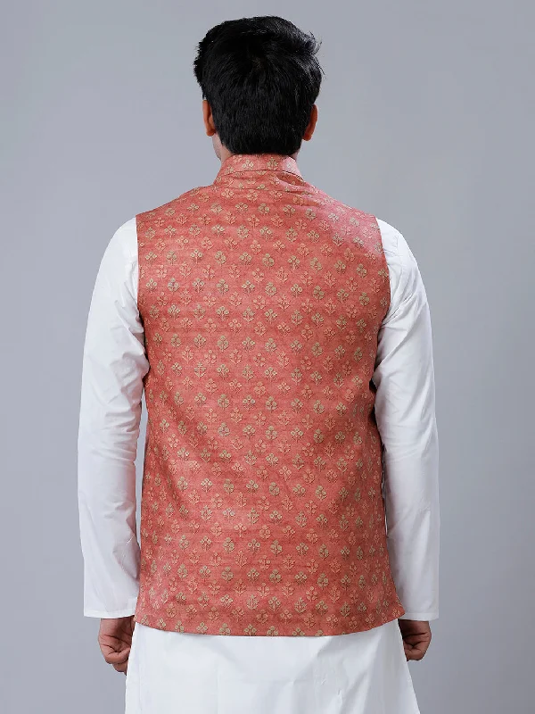 Mens Flower Printed Ethnic Jacket Pink JC2