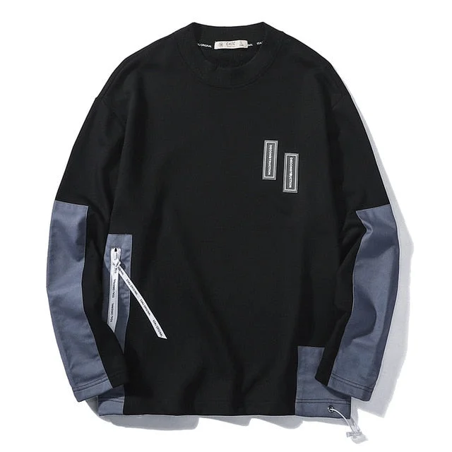 New men's sweater stitching round neck pullover sweater men's shirt long sleeve bottoming shirt men's clothing 7278