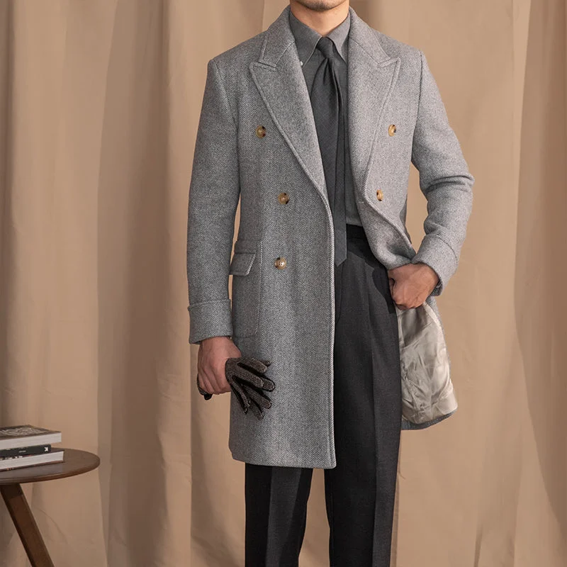 Palazzo Vintage Wool Blend Herringbone Polo Coat