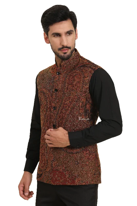 Pashtush Mens Woven Jacquard Waistcoat, Structured Slim Fit