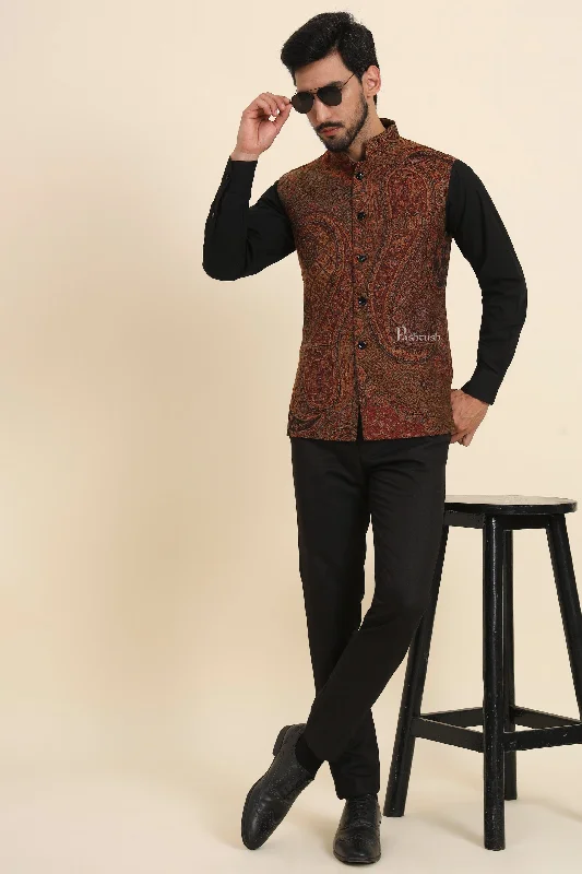 Pashtush Mens Woven Jacquard Waistcoat, Structured Slim Fit