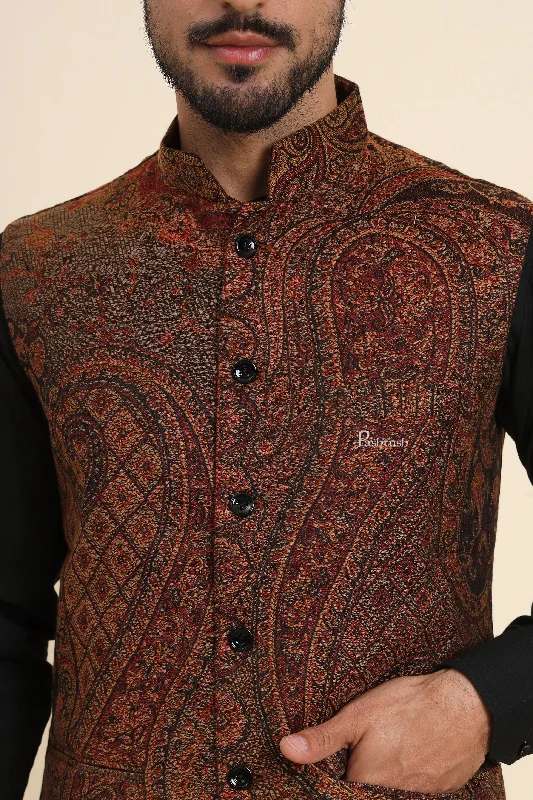 Pashtush Mens Woven Jacquard Waistcoat, Structured Slim Fit