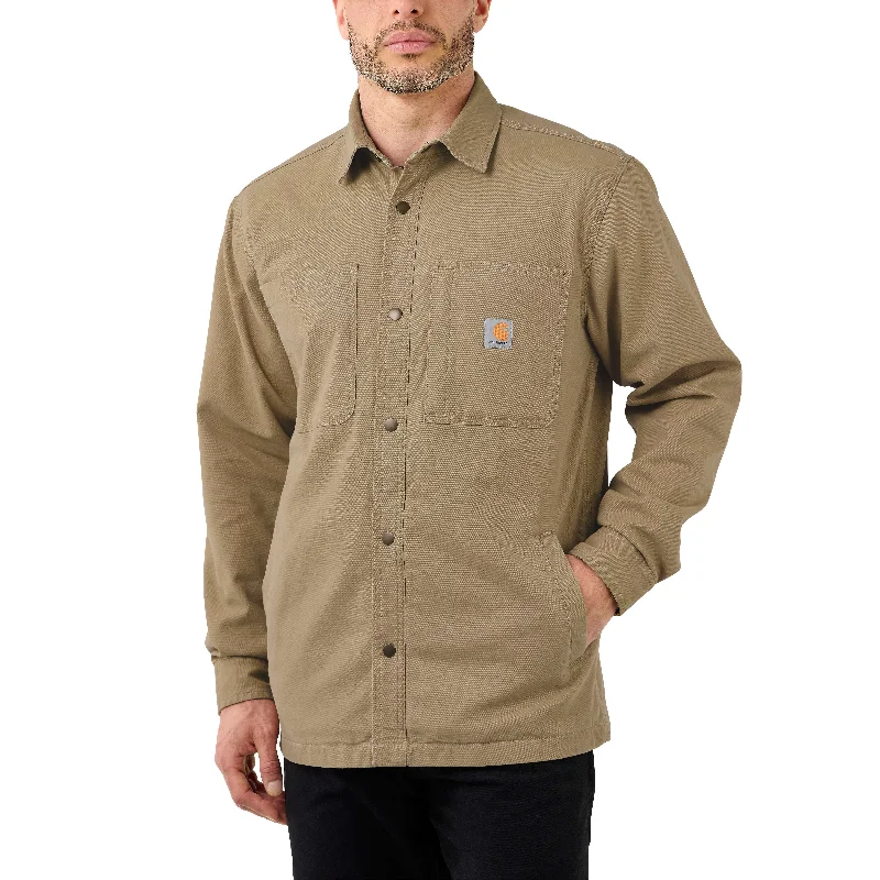 Rugged Flex® Relaxed Fit Canvas Fleece-Lined Snap-Front Shirt Jac