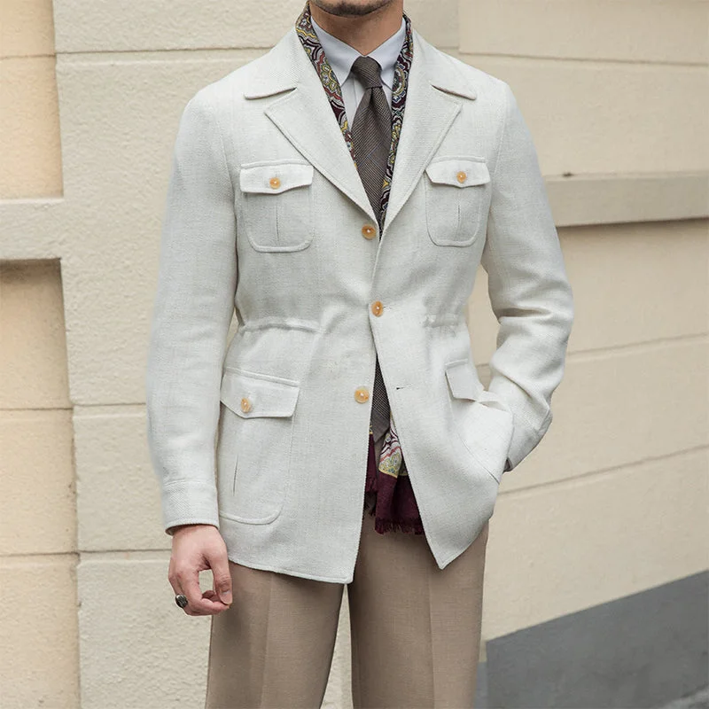 Textured Houndstooth Milan Suit Collar Jacket