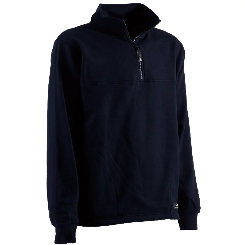 Berne Mens Navy Cotton Blend Fleece Quarter Zip