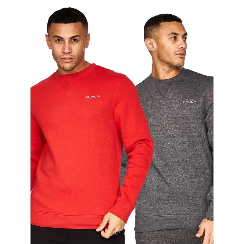 Crosshatch Mens Traymax Crew Neck Sweatshirt (Pack of 2)