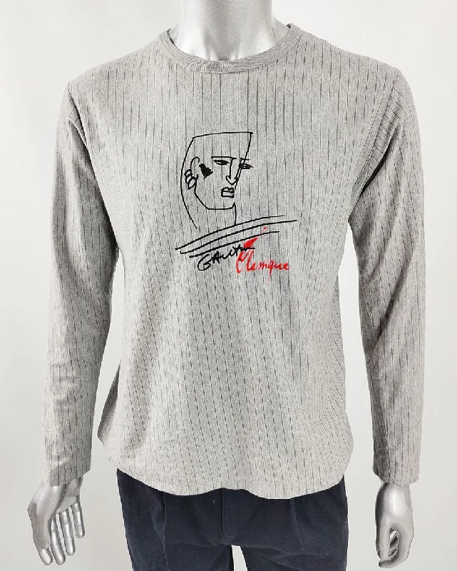 Jean Paul Gaultier Vintage Mens Grey Long Sleeve T Shirt, 1990s