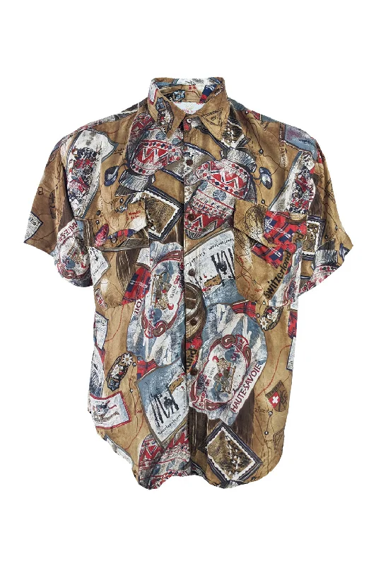 Naf Naf Paris Vintage Mens Pure Silk Shirt, 1980s