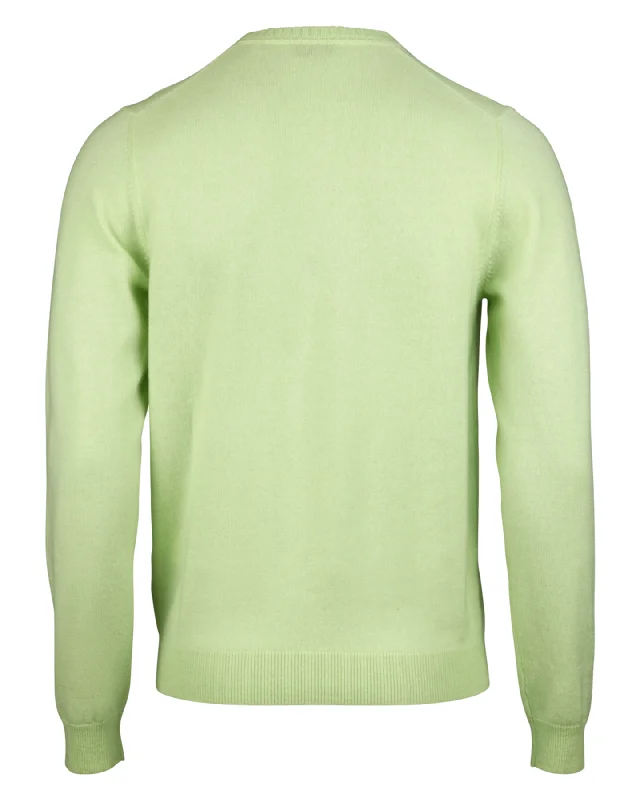 PEAR GREEN CASHMERE CREW NECK SWEATER