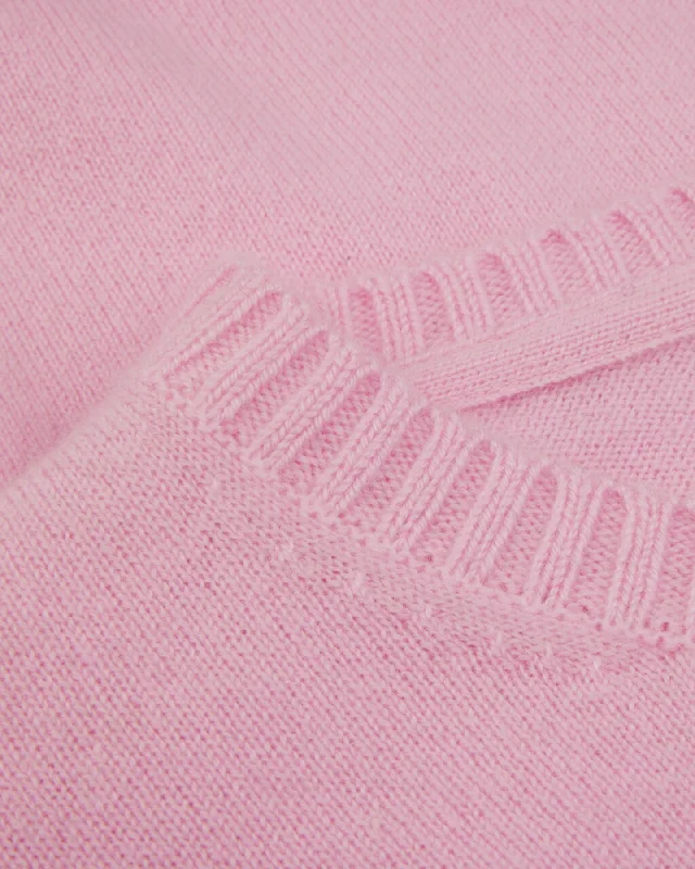 PINK CASHMERE CREW NECK SWEATER