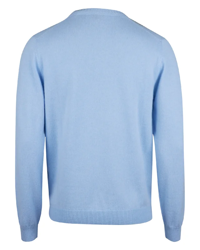 SKY BLUE CASHMERE CREW NECK SWEATER