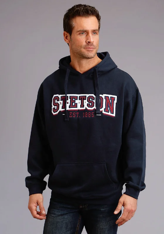 Stetson Mens Navy Cotton Blend Est Felt Applique Hoodie