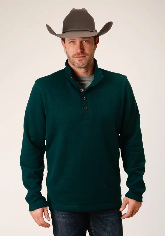 Stetson Mens Bonded Sweater Knit Green 100% Polyester Pullover