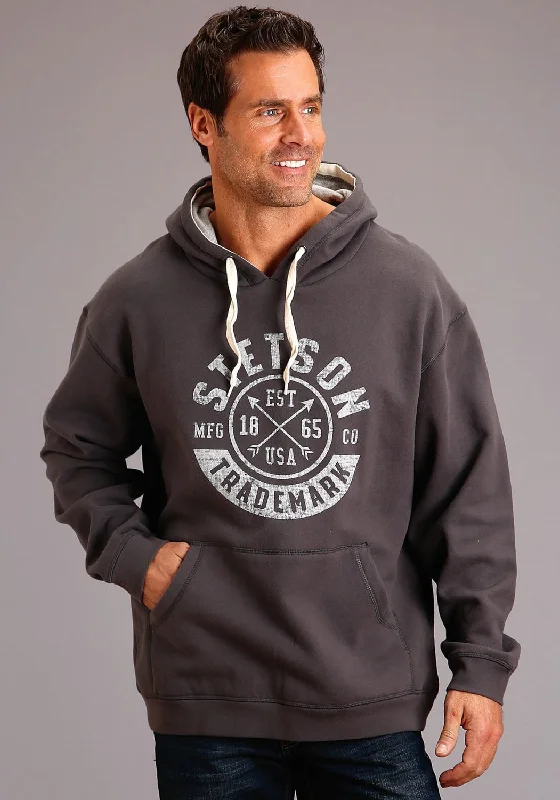 Stetson Mens Dark Grey Cotton Blend Arrow Trademark Hoodie