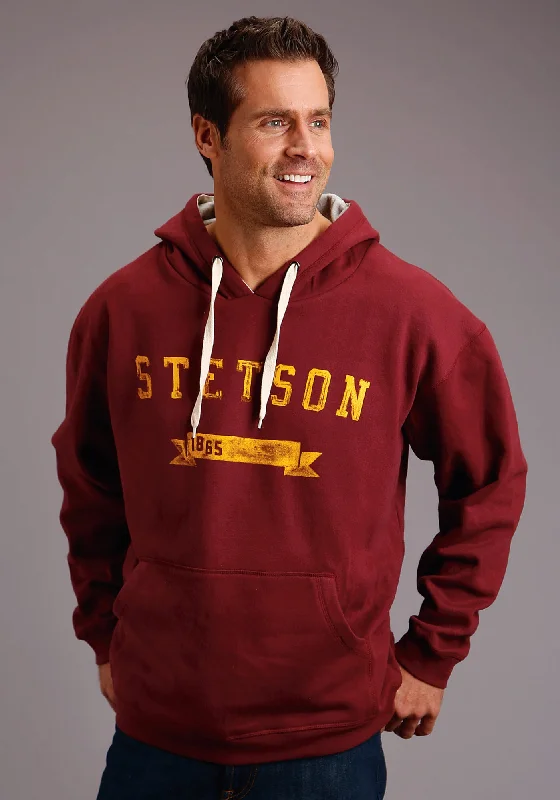 Stetson Mens Maroon Cotton Blend Est Ribbon Hoodie