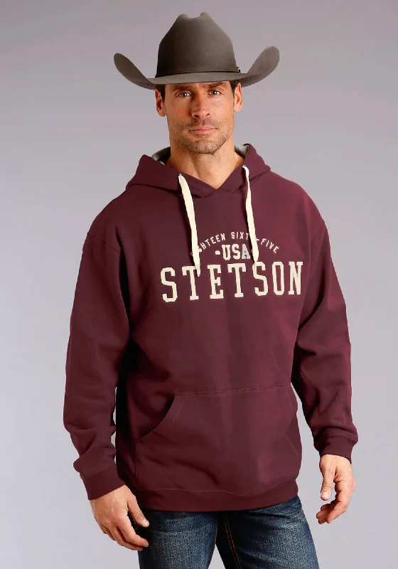 Stetson Mens Maroon Cotton Blend Usa Felt Hoodie