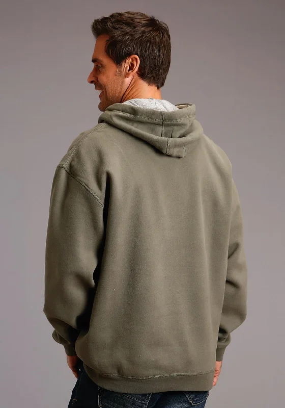 Stetson Mens Olive Green Cotton Blend Banner Screenprint Hoodie