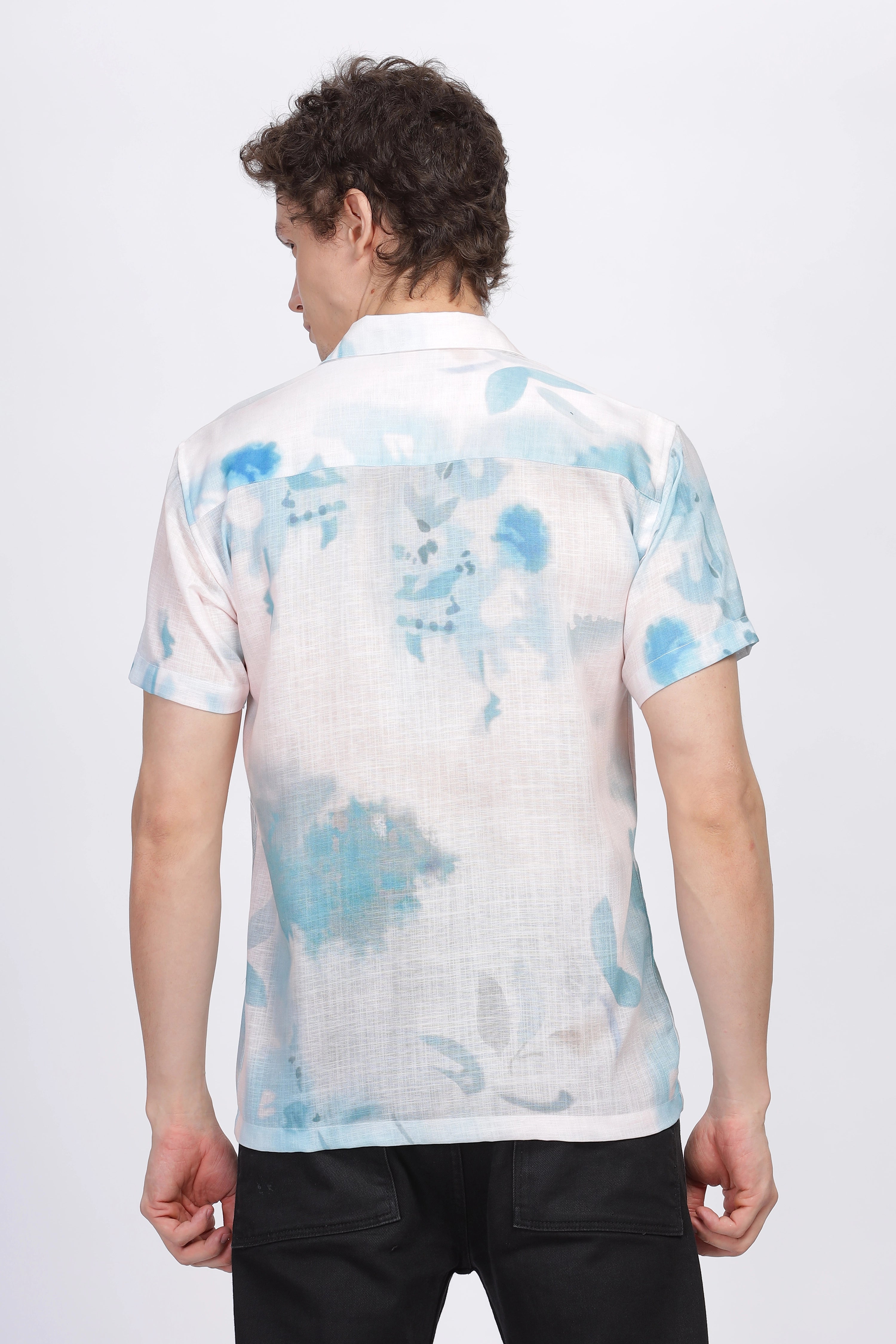 Abstract printed linen shirt for men