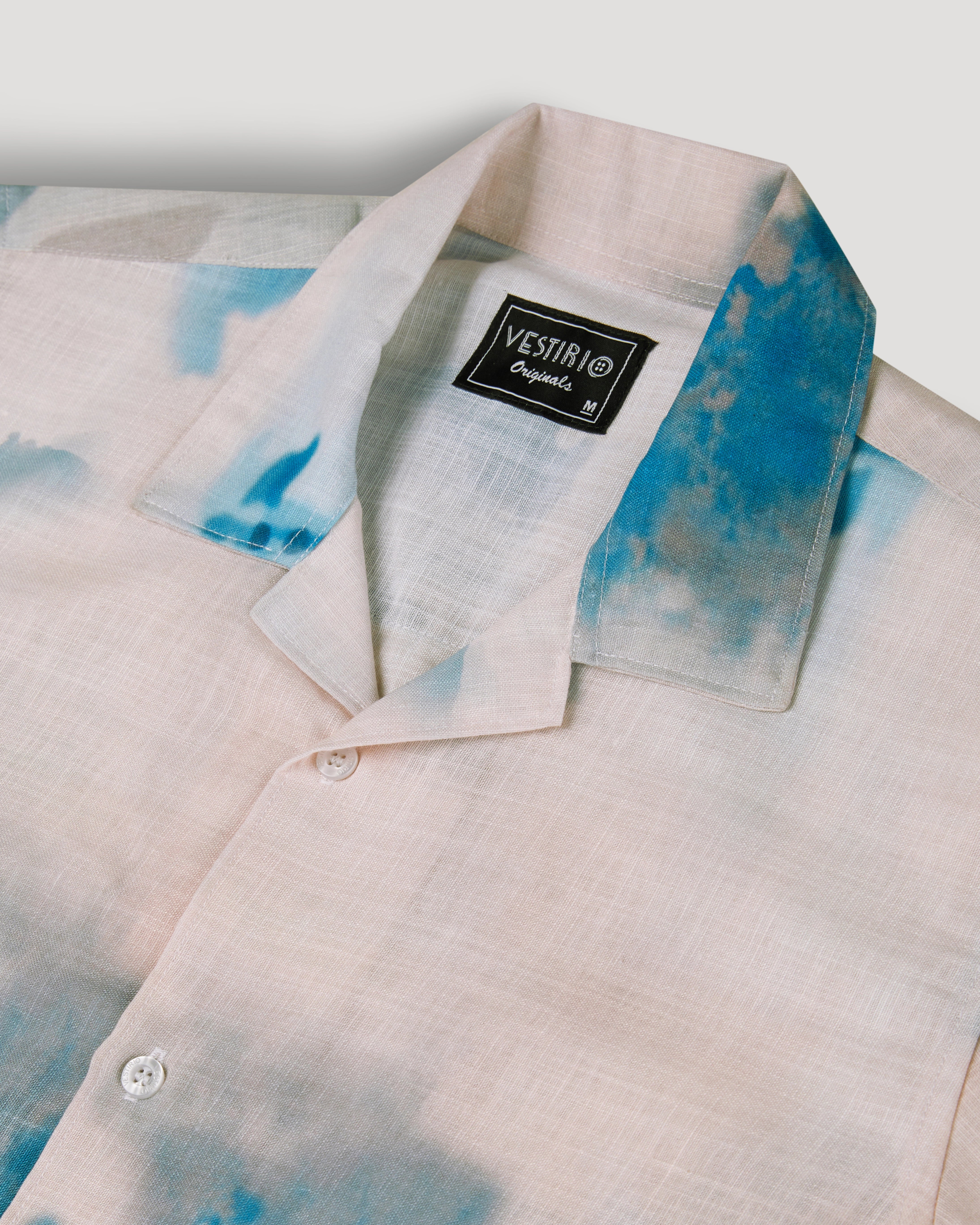 Abstract printed linen shirt for men