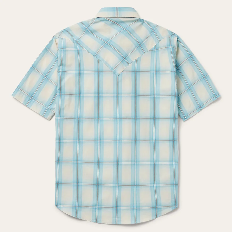 Ombre Plaid Short Sleeve Western Shirt