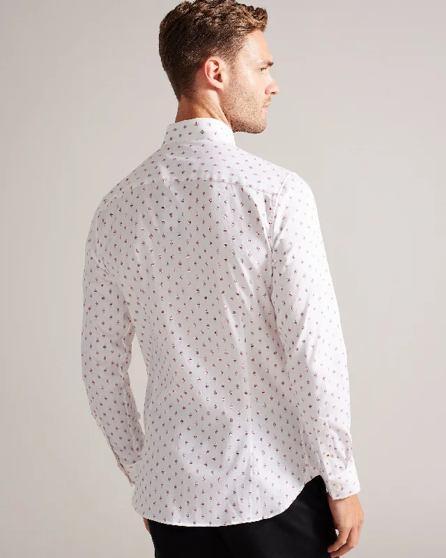 Ardea Long Sleeve Geometric Print Shirt White