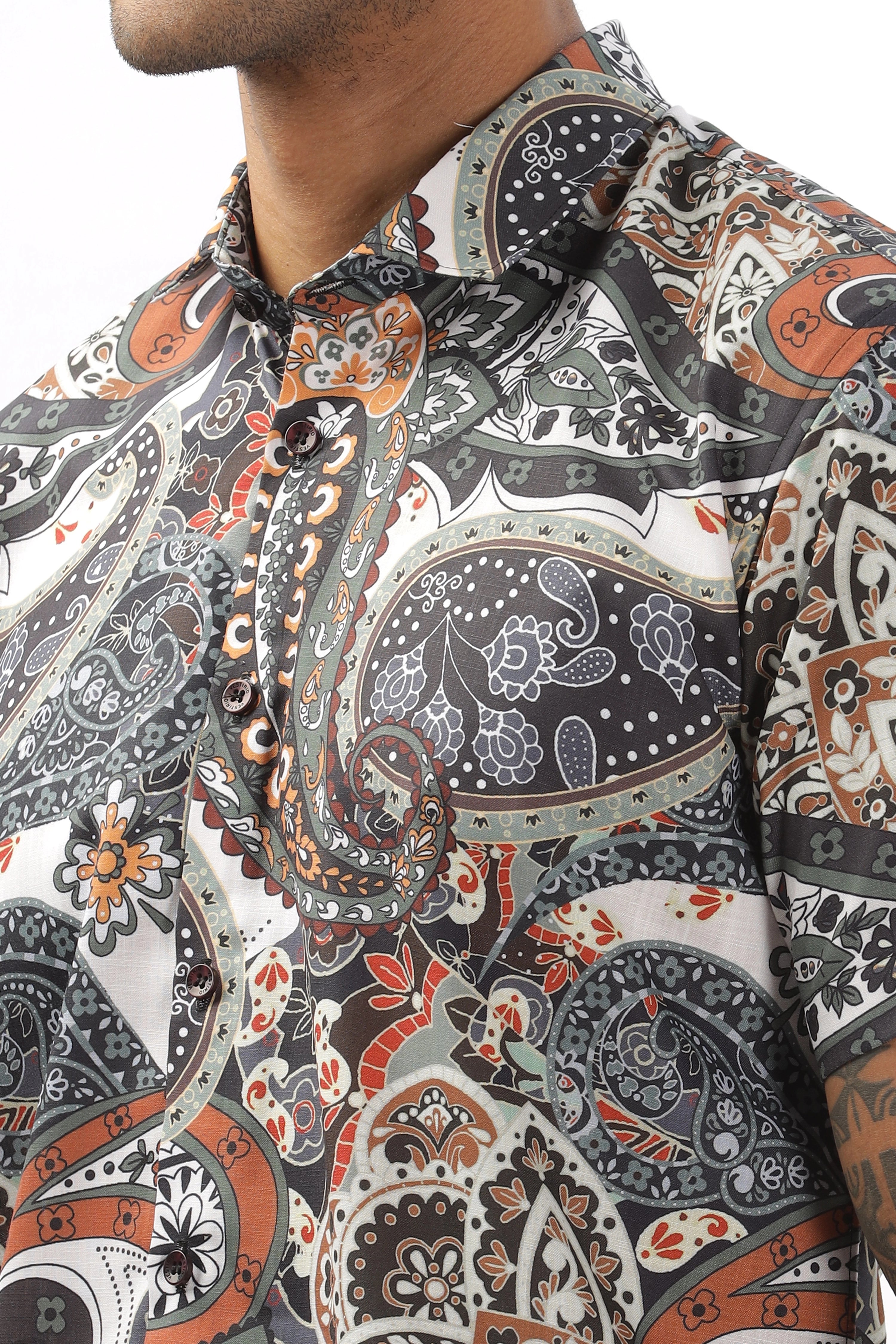 Black paisley printed shirt