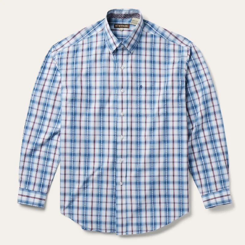 Blue Diamond Dobby Plaid Shirt