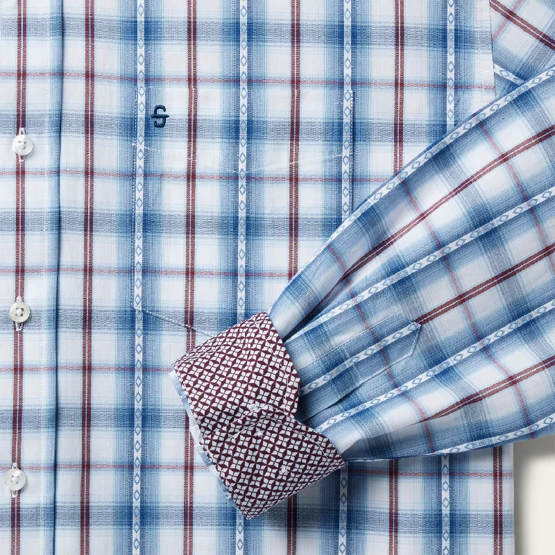 Blue Diamond Dobby Plaid Shirt