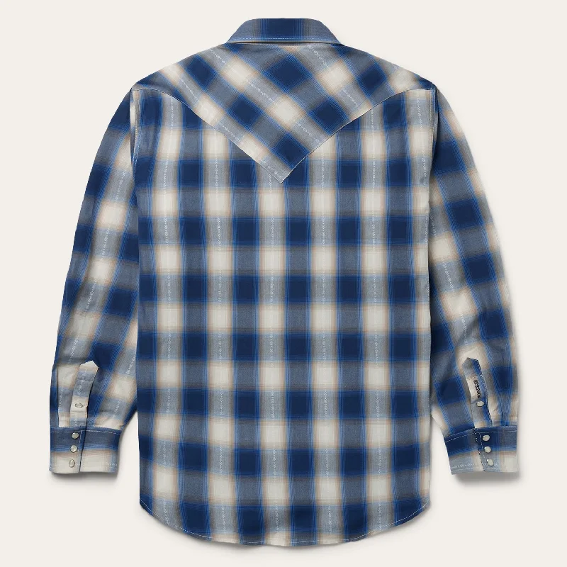 Blue Ombre Plaid Western Shirt