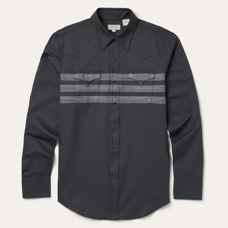 Border Stripe Twill Western Shirt