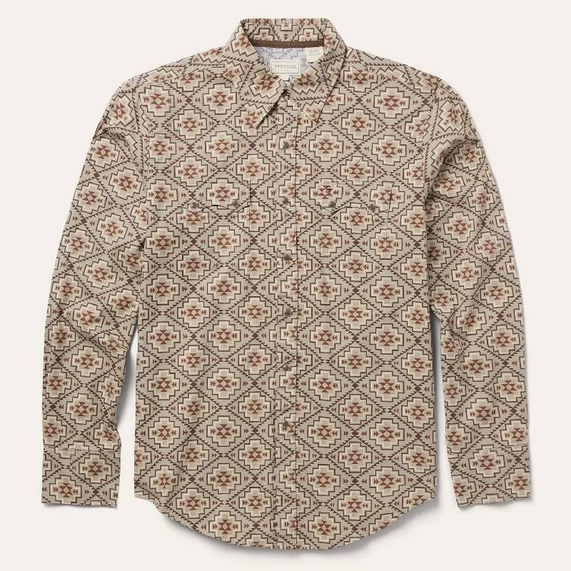 Brown Aztec Poplin Western Shirt