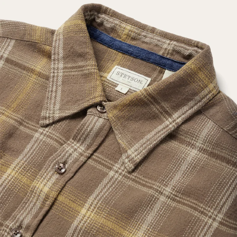 Brown Flannel Button-Front Shirt