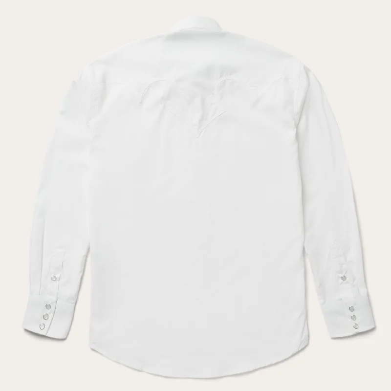 Classic Solid Snap Poplin Shirt In Optic White