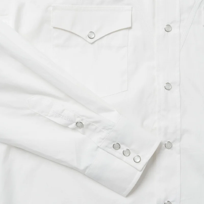 Classic Solid Snap Poplin Shirt In Optic White