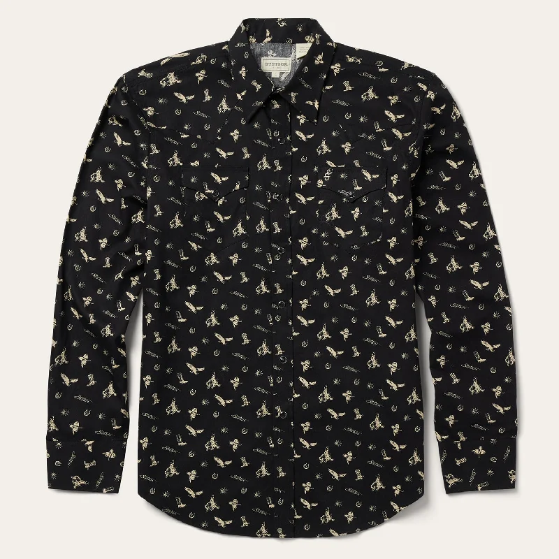 Conversation Print Western Shirt