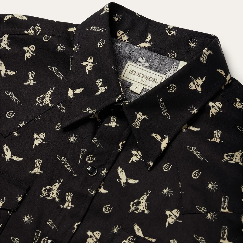 Conversation Print Western Shirt