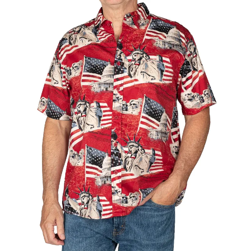 Men's USA Icons 100% Cotton Button-Down Short Sleeve Shirt