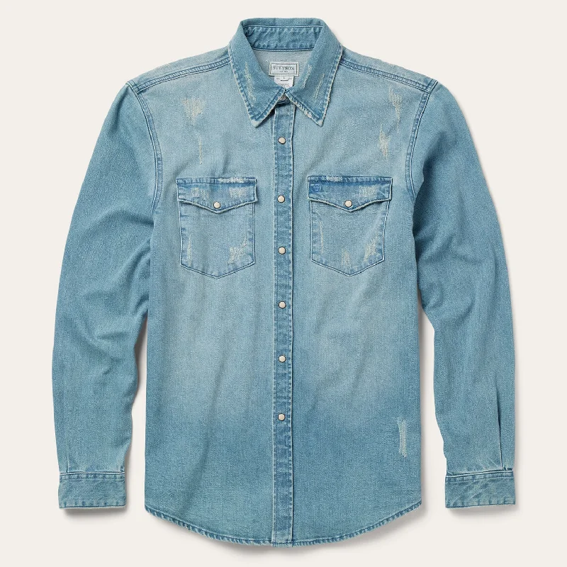 Distressed Denim Western Shirt