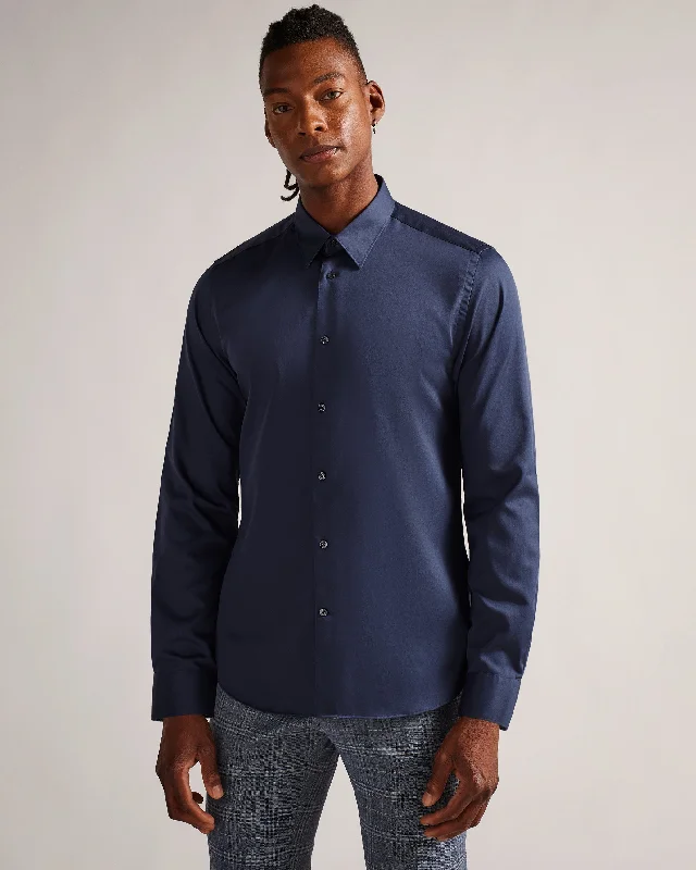 Duddoss Long Sleeve Slim Fit Shirt Navy